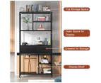 UNHO Heavy Duty 180cm Storage Rack Shelves Large Bookshelf with 2 Drawers Strong Metal Frame