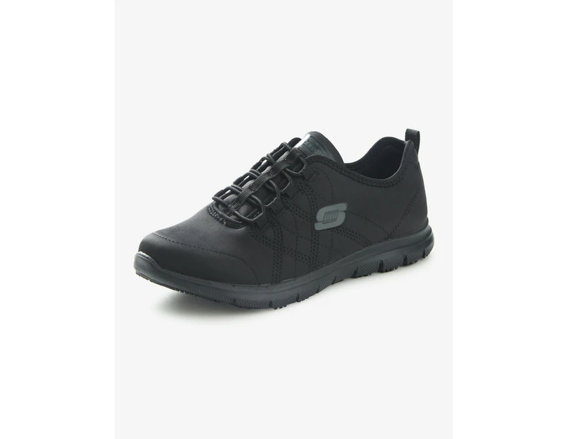 SKECHERS - Womens Winter Shoes - Sneakers - Black Runners - Lace Up Footwear - Casual Work Office Fashion - Comfy Active Trainers - Classic Design - Black