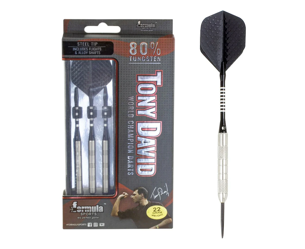 Formula Sports 22g Tony David 80% Tungsten Slim Barrel/Shaft Darts Steel Points