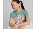 Puma Youth Girls' Essentials+ Flower Power Tee / T-Shirt / Tshirt - Adriatic