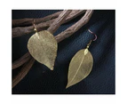 Delicate Filigree Leaf Drop Earrings Leaves Studs Long Dangle Gold
