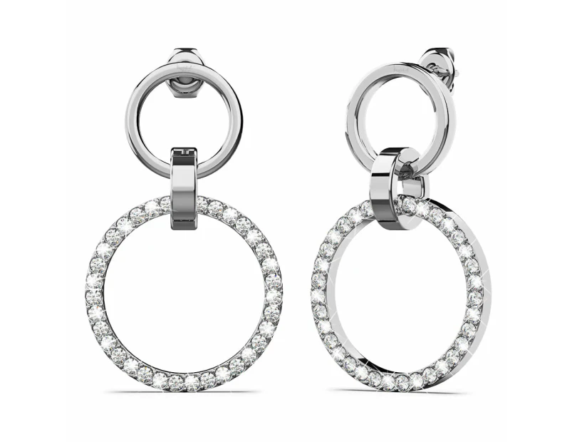 Orbit of Elegance Earrings Embellished with SWAROVSKI Crystal in White Gold