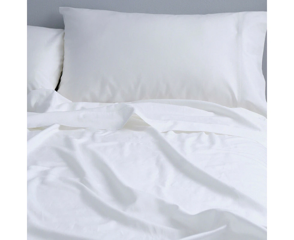 Canningvale Alessia Bamboo Cotton Queen Sheet Set - Carrara White