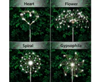 4 Pack 180 LED Waterproof Firework lamp, Fairy Fireworks Light for Christmas Yard Patio Party Decor, Sparkler Lights with Large Capacity  -Cold White