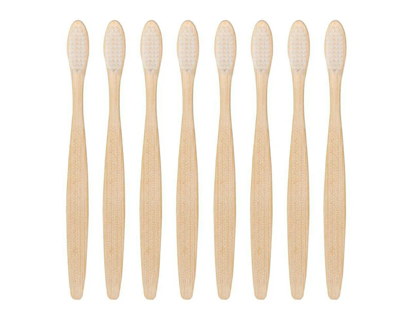 8x Eco Basic Natural Bamboo Toothbrush Adult Oral Dental Care Teeth Cleaner Med