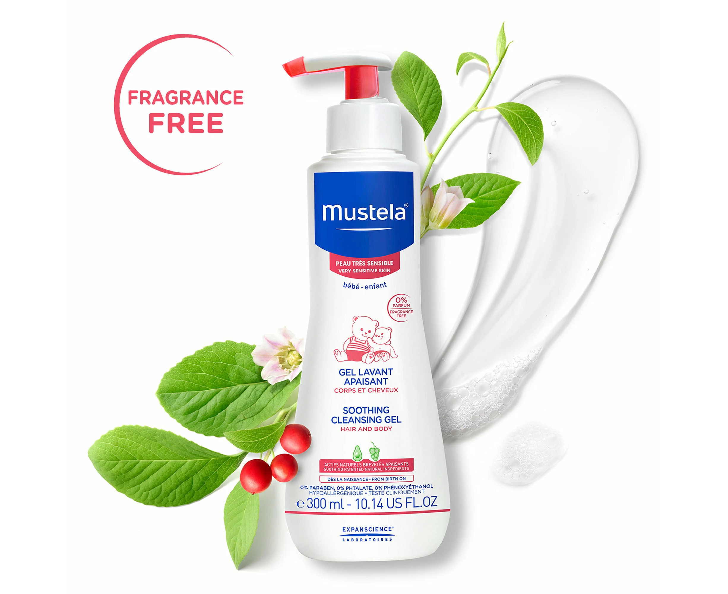 Mustela, Soothing Cleansing Gel with Schisandra, Fragrance Free, 10.14 fl oz (300 ml)