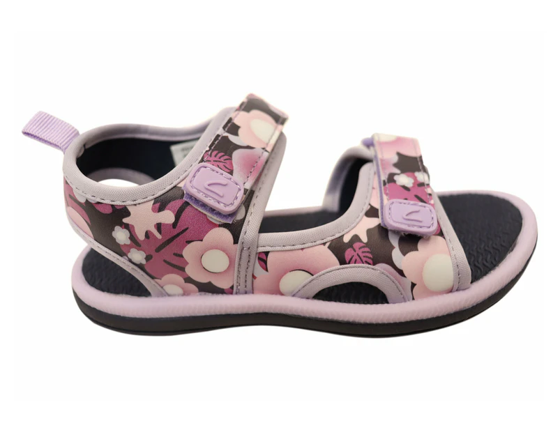 Clarks Florence Kids Comfortable Adjustable Sandals - Navy Lilac Flower
