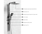 WELS 10" Rain Shower Head Set Square 3-Mode Handheld Shower Rail Set Black