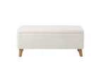 Oikiture Storage Ottoman Blanket Box Chest Toy Foot Stool LARGE Sherpa White