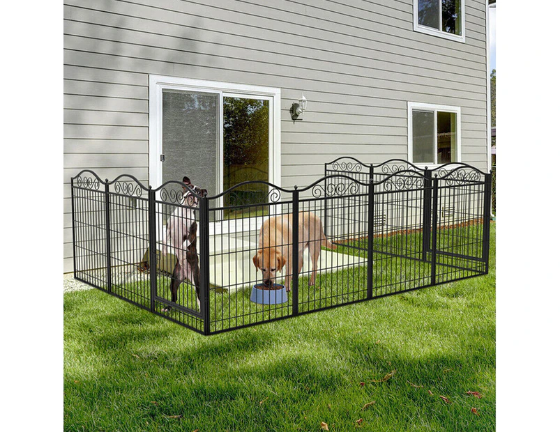 UNHO Heavier Dog Playpen Outdoor Backyard Dog Fences Exercise Pen with Door for XXL Large Pet Dogs