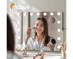 Oikiture Hollywood Makeup Mirrors LED Lights Bluetooth Rotation Vanity 58x46cm - White