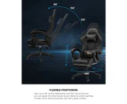 Oikiture Massage Gaming Chair Lumbar Support Height Adjustable Swivel Seat Headrest for Office Gaming