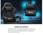 Oikiture Massage Gaming Chair Lumbar Support Height Adjustable Swivel Seat Headrest for Office Gaming