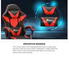 Oikiture Massage Gaming Chair Lumbar Support Height Adjustable Swivel Seat Headrest for Office Gaming