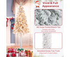 Costway 185CM Pre-Lit Christmas Tree Snow-Flocked Artificial Tree w/442 Branch Tips Xmas Party Decor