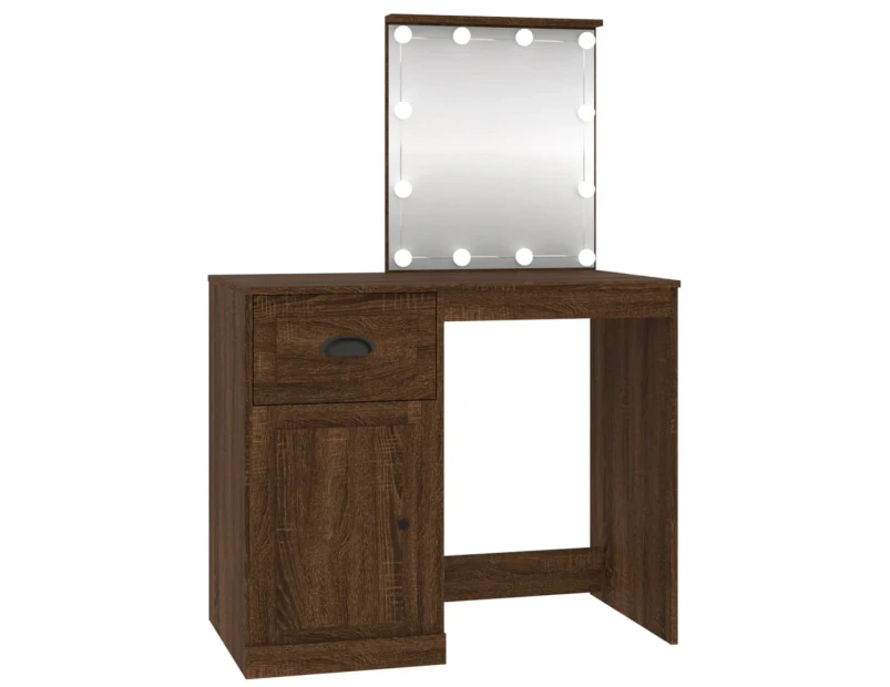 vidaXL Dressing Table with LED Brown Oak 90x50x132.5 cm Engineered Wood
