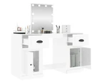 vidaXL Dressing Table with LED High Gloss White 130x50x132.5 cm