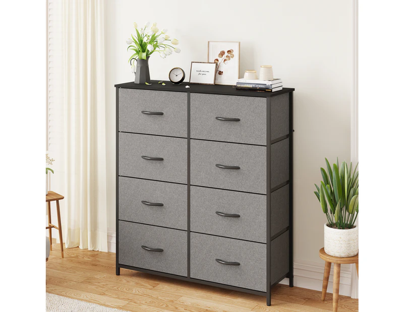 Advwin Chest of Drawers 8 Drawer Tallboy Dresser Clothes Toys TV Stand Unit Storage Cabinet Tower Gray