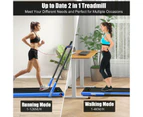 Costway 2in1 Electric Desk Treadmill 12kmh APP Folding Running Machine Home Gym Walking Pad w/LED Display & Bluetooth Speaker, Blue