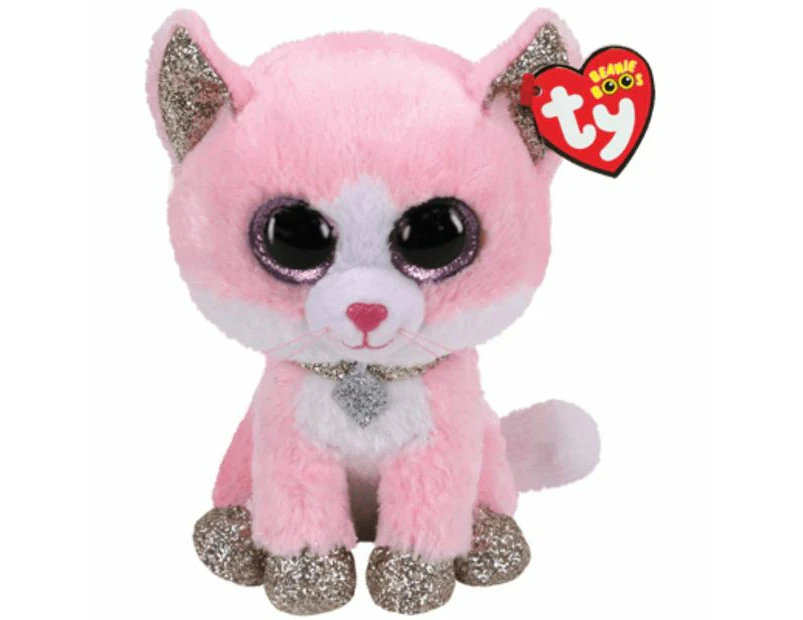 TY Beanie Boos Fiona - Pink Cat Medium Kids/Childrens Plush Soft Toy 3y+