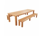 Barbados Outdoor Teak 3m Rectangle Table with 2 Bench Seats - Outdoor Teak Dining Settings -