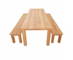 Barbados Outdoor Teak 3m Rectangle Table with 2 Bench Seats - Outdoor Teak Dining Settings -