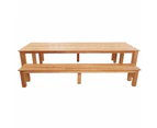 Barbados Outdoor Teak 3m Rectangle Table with 2 Bench Seats - Outdoor Teak Dining Settings -