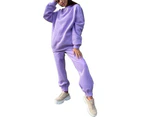 Womens Sports Set Tracksuit Hoodie Jogging Suit 2-Piece - Purple