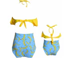 Girls' Swimsuit Two Piece Women's Bikini Set Mother and Daughter Ruffle Swimwear-Yellow and Blue