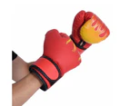 1 Pair Professional Boxing Training Fighting Gloves PU Leather Kids Breathable Muay Thai Sparring Punching Karate Training Glove - Black
