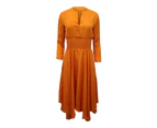Maje Imprimee Asymmetric Midi Dress in Orange Polyester - Orange