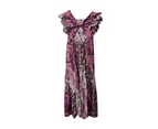 Ulla Johnson Zoya Ruffled Dress in Pink & Purple Cotton - Multicolor