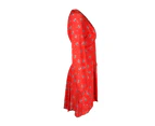 Rixo Long Sleeve Mini Dress in Red Silk - Red