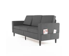 3 Seater Sofa with Ottoman Flannel Linen Modular Sofa for Living Room Furniture Sets Dark Grey