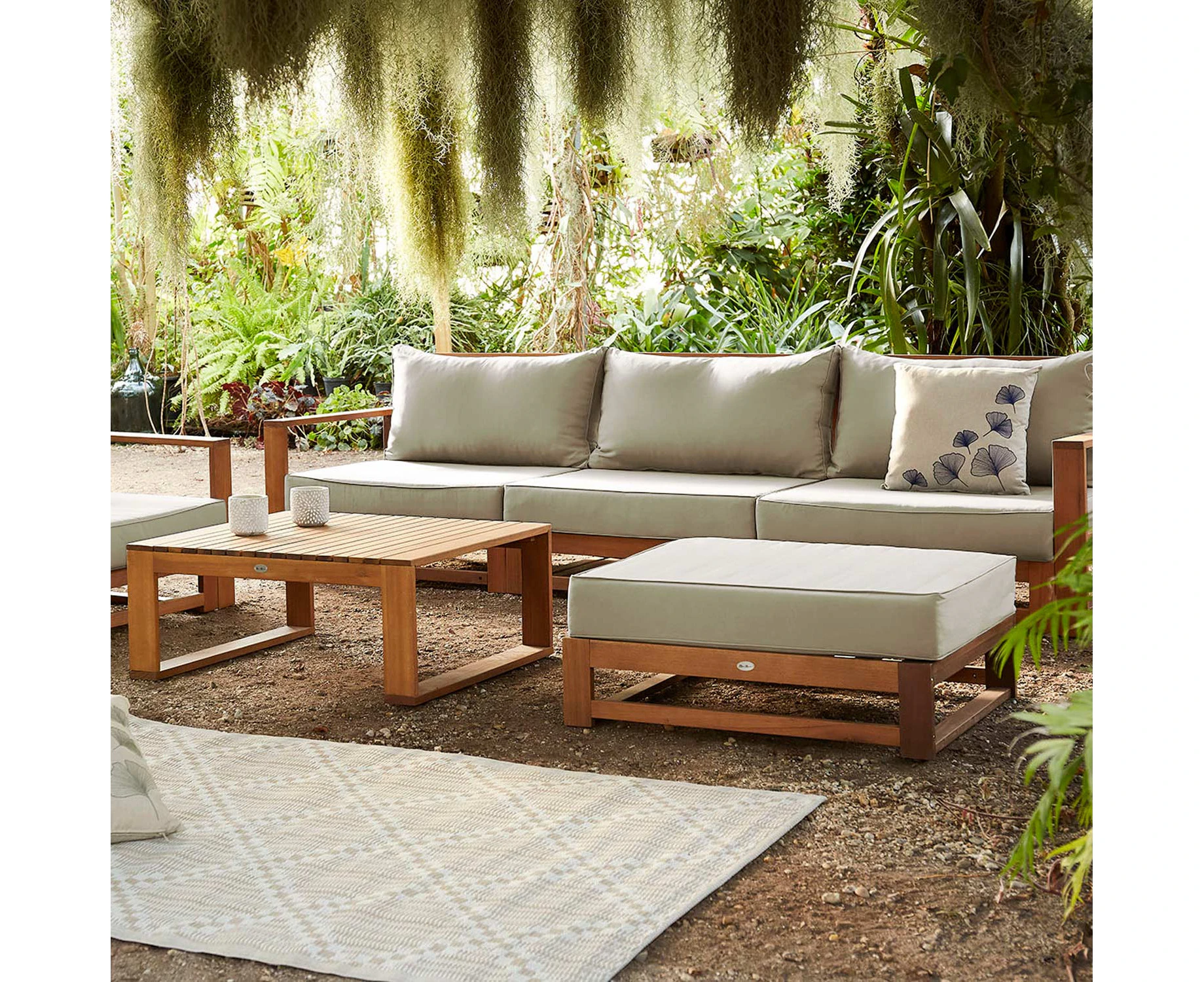 MENDOZA Outdoor Lounge 5 Seater | Acacia wood | Beige cushions