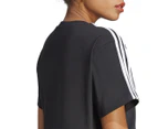 Adidas Women's Essentials 3-Stripes Cropped Tee / T-Shirt / Tshirt - Black/White