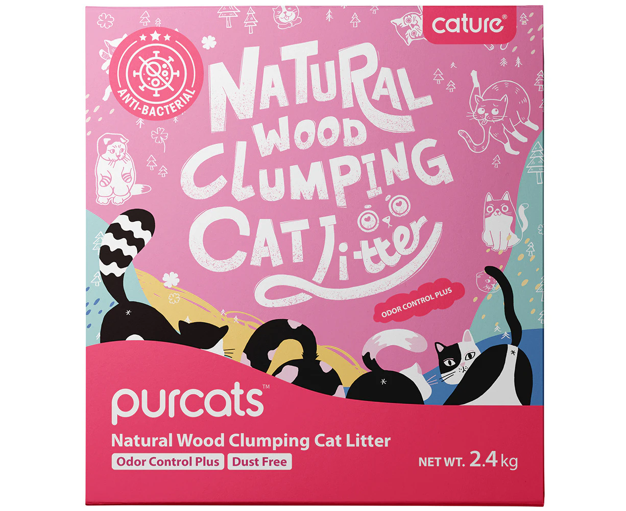 Cature 2.4kg/6L Carbon Wood Clumping Pet Cat Litter Odour Control Plus Pellets