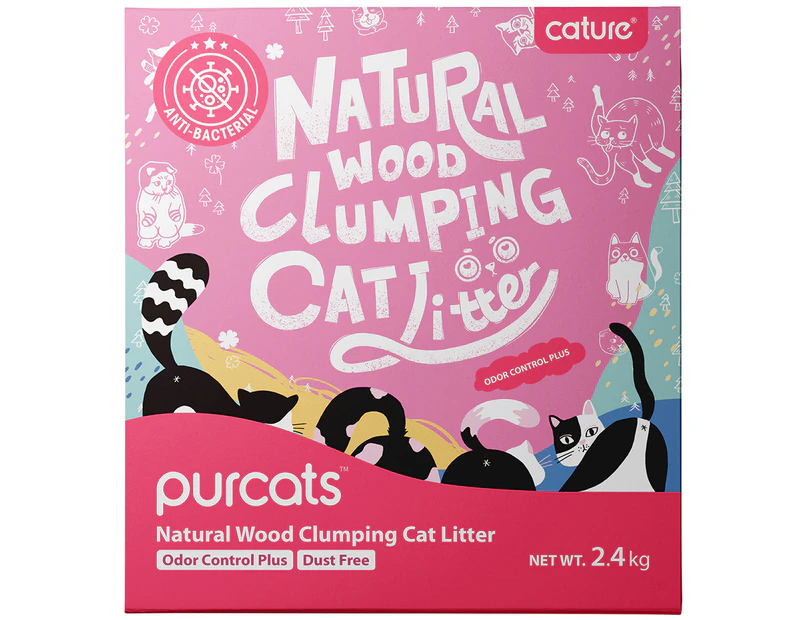 Cature 2.4kg/6L Carbon Wood Clumping Pet Cat Litter Odour Control Plus Pellets