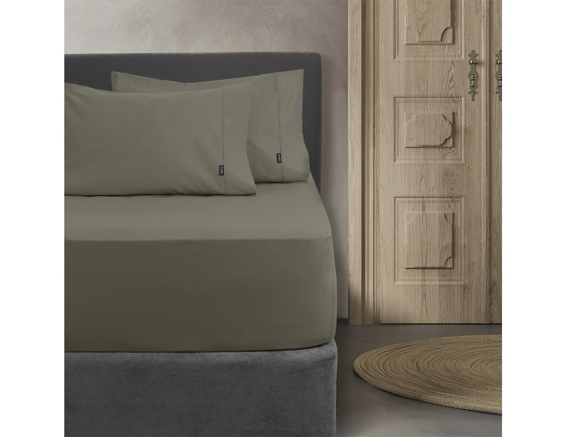 Ardor Bed 1000TC Fitted Combo Bedding Sheet Set w/Pillowcase Khaki - Khaki