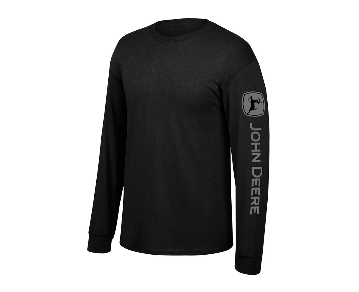 John Deere Mens/Unisex Cotton Logo Long Sleeve Tee T-Shirt/Top Jumper Black - Black