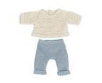 2pc Miniland Clothing Eco Knitted Sweater & Trousers Costume For 21cm Doll 3y+