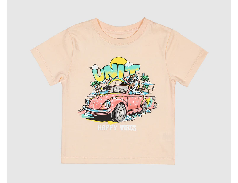 Unit Kids' Happy Vibes Tee / T-Shirt / Tshirt - Peach