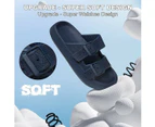 Unisex slippers super soft sandals with buckle thick EVA slippers non-slip flip flops-Dark Blue