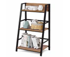 Costway 3-Tier Display Ladder Shelf Storage Book Shelf Organizer Wall Bookcase Plant Stand Home Office