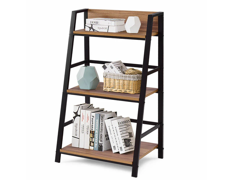 Costway 3-Tier Display Ladder Shelf Storage Book Shelf Organizer Wall Bookcase Plant Stand Home Office