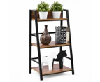 Costway 3-Tier Display Ladder Shelf Storage Book Shelf Organizer Wall Bookcase Plant Stand Home Office