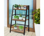 Costway 3-Tier Display Ladder Shelf Storage Book Shelf Organizer Wall Bookcase Plant Stand Home Office