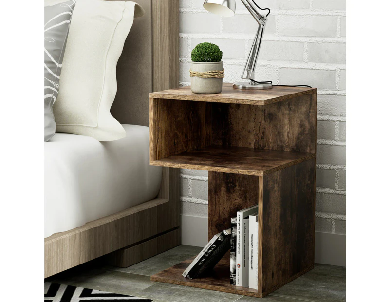 Artiss Bedside Table 2 Shelves - UMENI Rust Oak