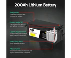 Giantz 12V 200Ah Lithium Battery LiFePO4 Deep Cycle Box Solar Caravan Camping