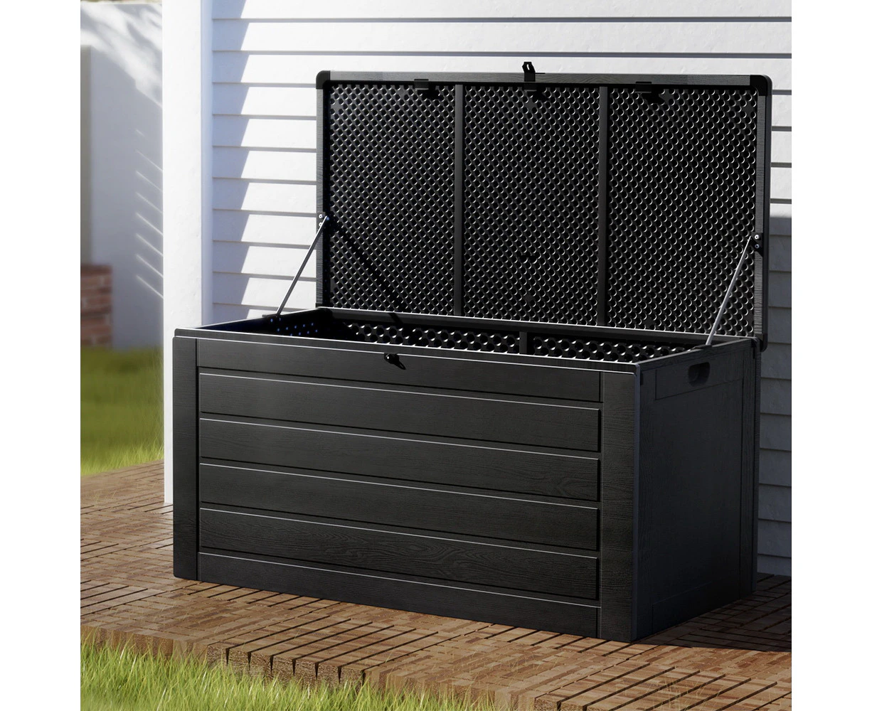 Gardeon Outdoor Storage Box 680L Container Lockable Garden Bench Shed Tool All Black